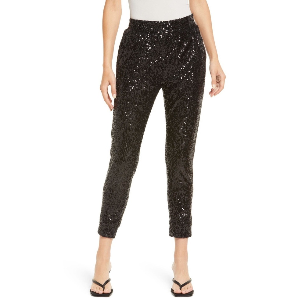 Steve Madden Black Sequin Jogger Pants